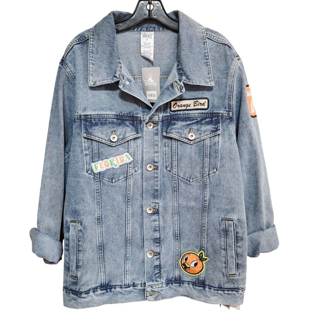 Disney Womens Medium Blue Denim Jacket Walt Disney World 50th Orange Bird NWT
